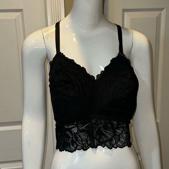 AERIE LACE RACER BACK BLACK  BRALETTE - Picture 1 of 8